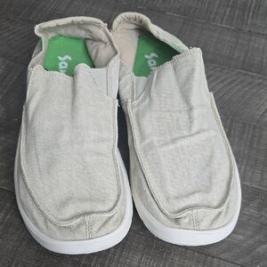 Sanuk Men's Cream Canvas Slip-Ons